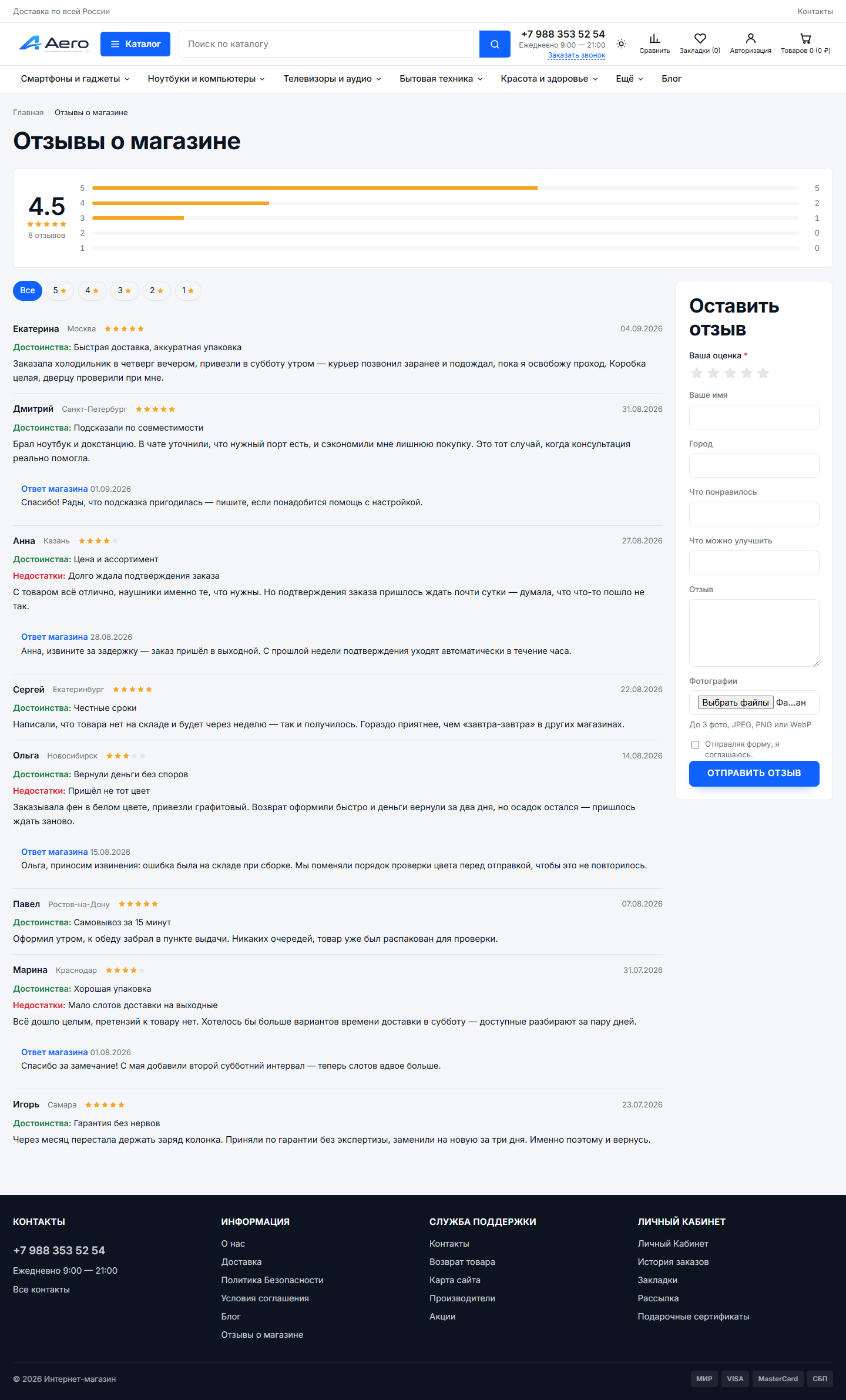 Отзывы о магазине